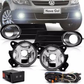Kit Farol de Milha Gol Voyage Saveiro G5 09 a 13 Moldura Aro Cromado