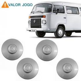 Jogo Calota Roda Centro Kombi Clipper Fusca Baixa Cinza Abs